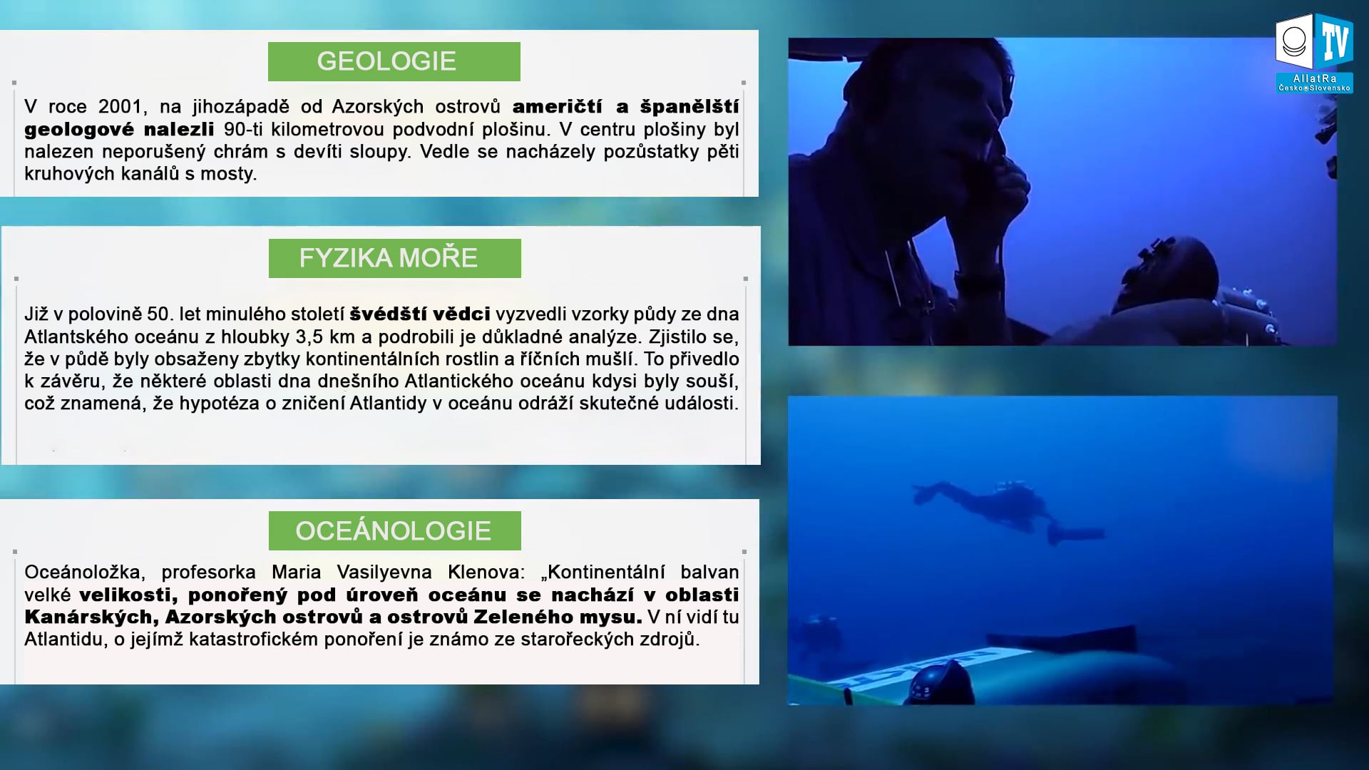 Atlantida. Geologie a oceánologie