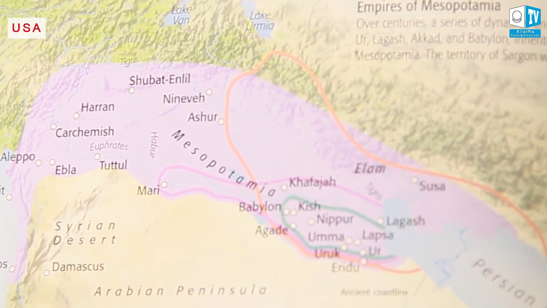 Mapa Mezopotámie ze starověku. Foto