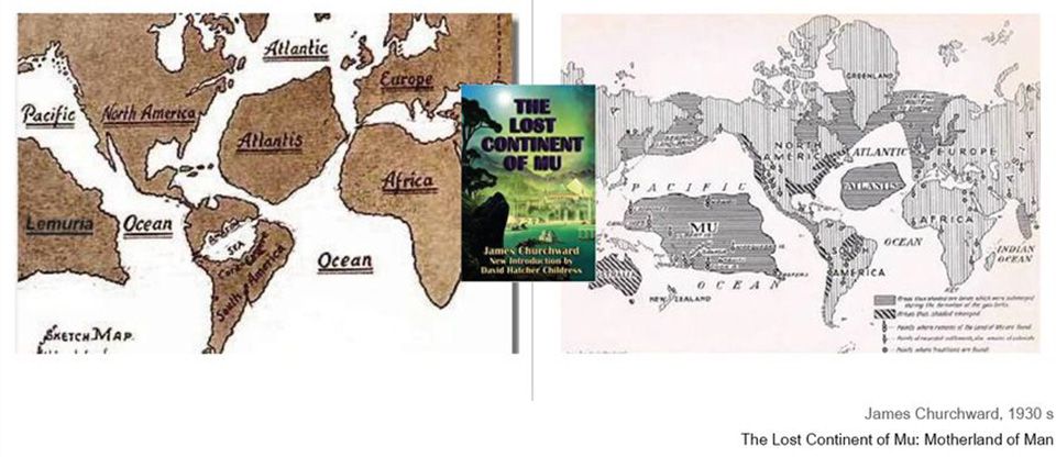 Континент Мю и Атлантида на картах Джеймса Чёрчварда