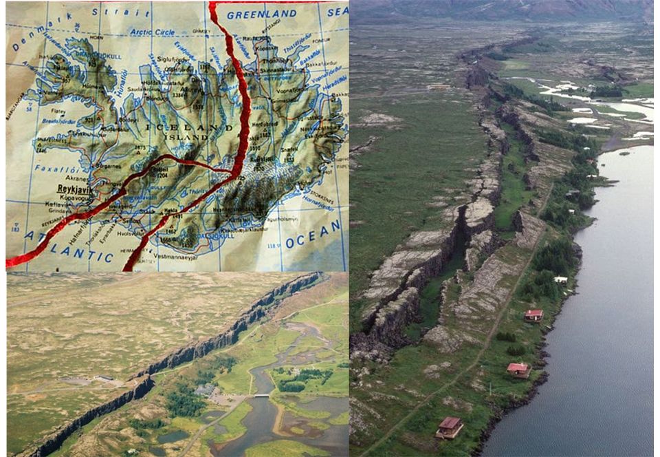 Срединно-Атлантический хребет, выходящий на поверхность Исландии