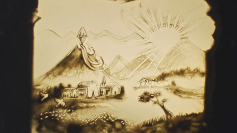 Притча о кристалле льда. Из книги Анастасии Новых "Птицы и камень". Рисунок песком