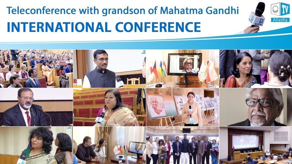 Teleconference with grandson of Mahatma Gandhi. International Day of Non-violence Conference