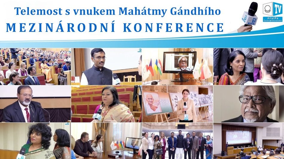 Telemost s vnukem Mahátmy Gándhího. Konference věnována Dni nenásilí. ALLATRA TV (youtube titulky)