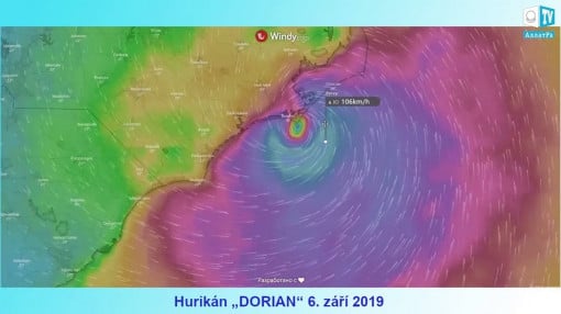 Hurikán „DORIAN“. Mapa rychlosti větru ve formě znaku AllatRa? Pozorování. Zdržují se kataklyzmata?